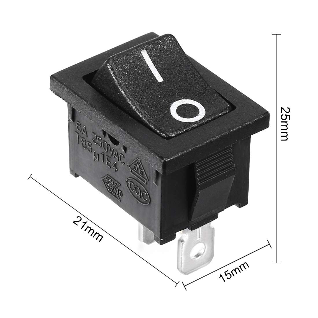 KCD1-101 Switches 5PCS Mini Rocker Switches KCD1-101 - 2 Pin SPST ...