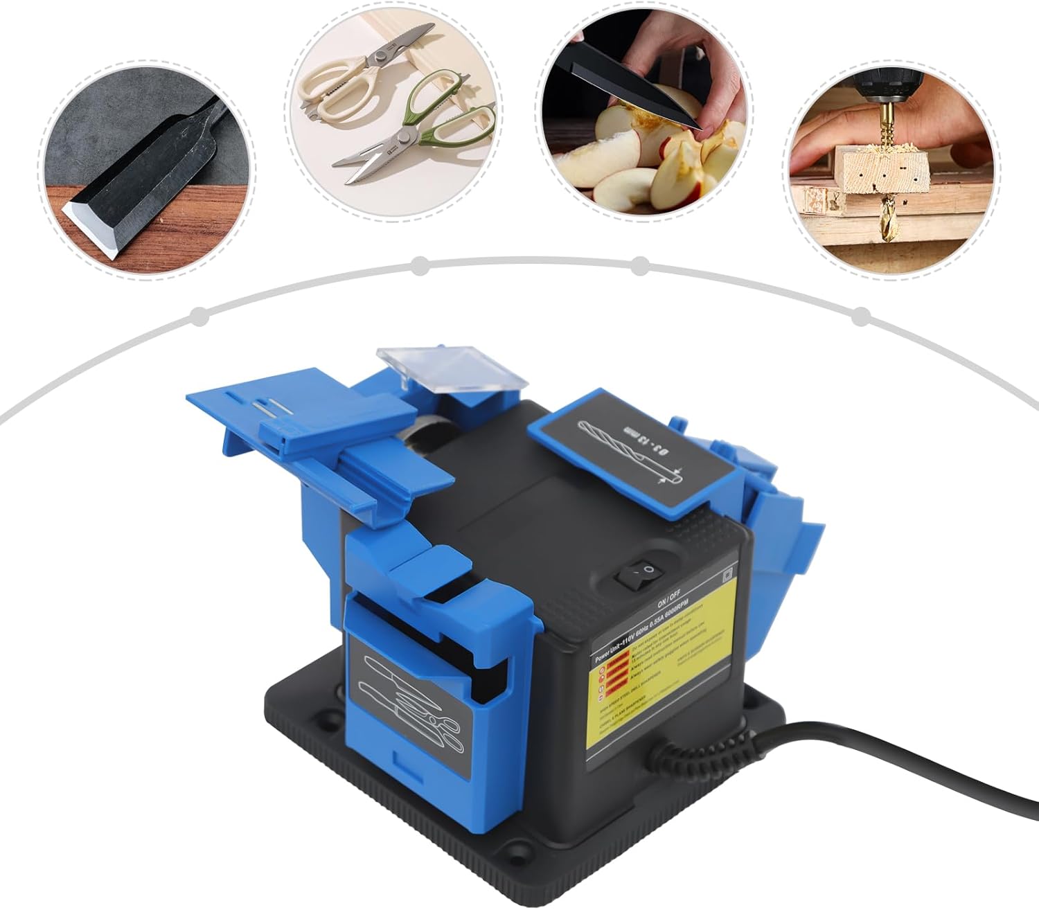 Electric Drill Bit Sharpening Machine, Multi-functional 96W 1350RPM Electric Sharpening Tool, Knife, Drill, Chisel, Scissors Sharpening Machine