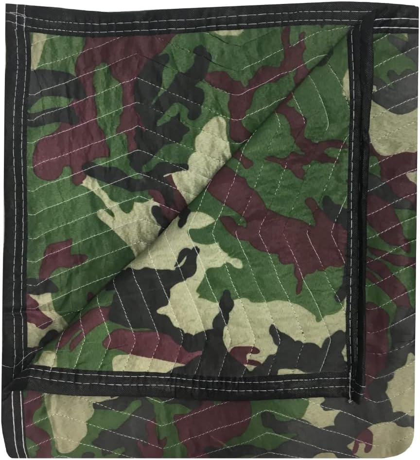 Camouflage Moving Blankets 65lbs/doz (4 Pack), Furniture Protection Heavy Duty Pads, Blankets for Storage,Shipping, Sound Absorbation