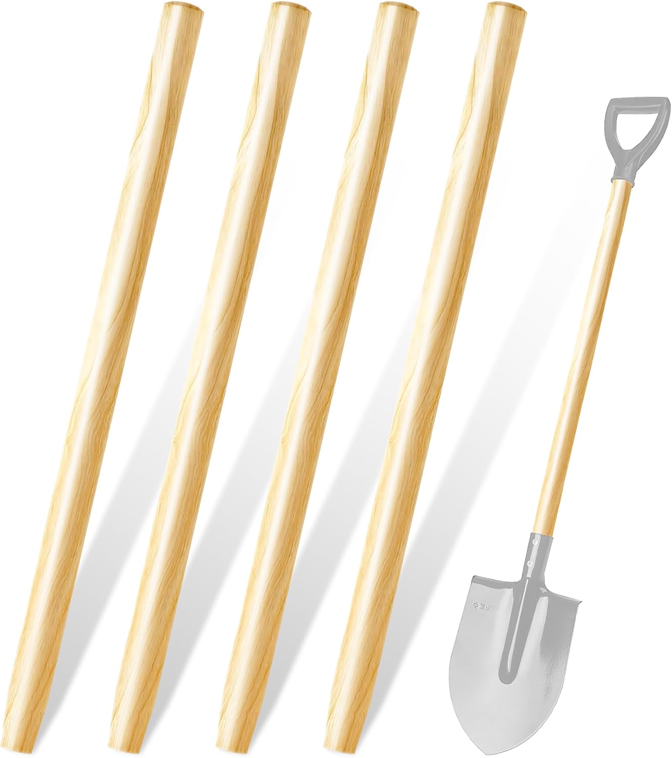 Wooden Shovel Handle Replacement, 47" Hardwood Ash Wood Sturdy Shovel Handles for Garden Long D Shoves