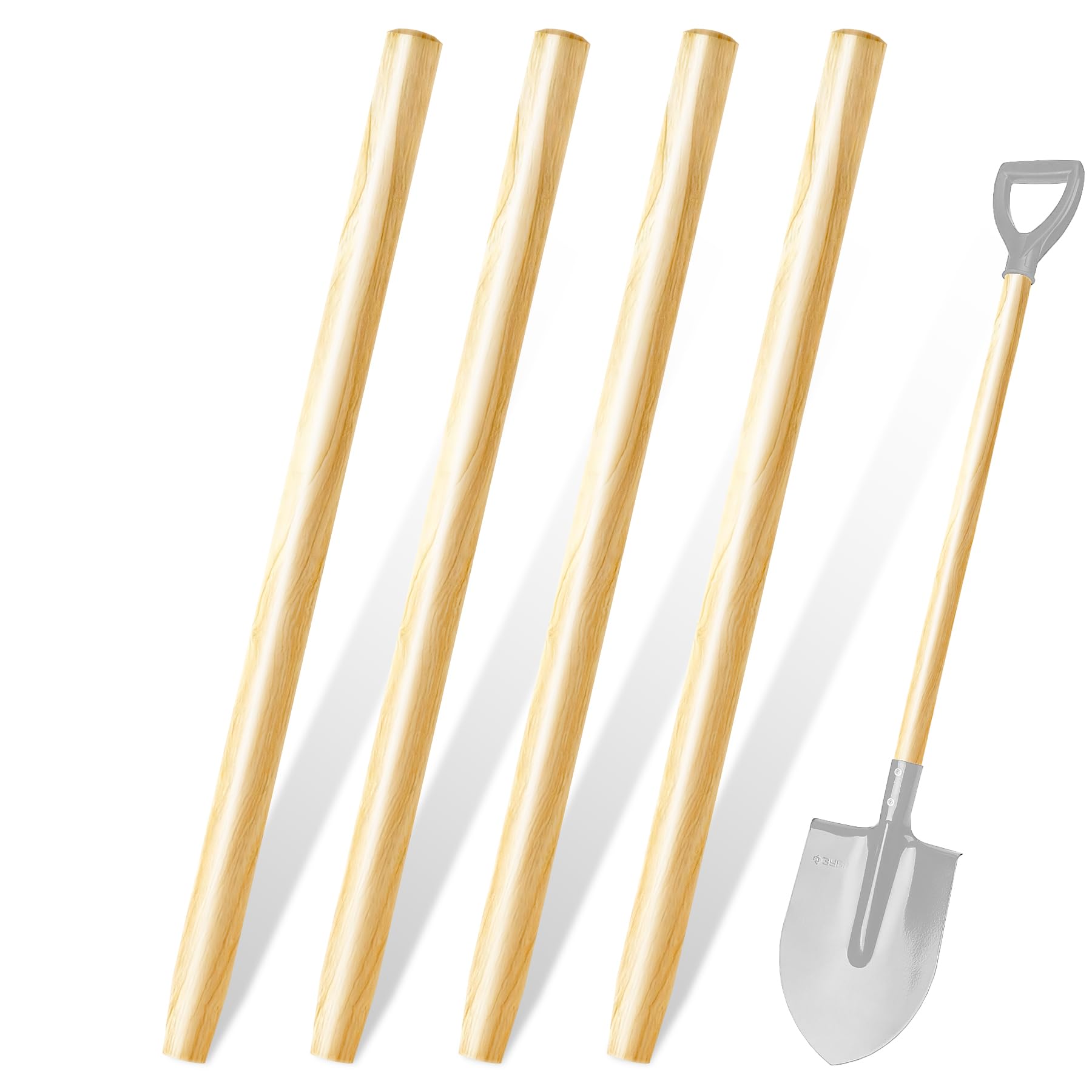 Poignée de pelle en bois de frêne robuste de 119,4 cm pour pelle de jardin longue D