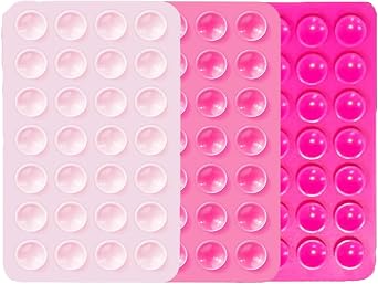 Rookii 3 PCS Double Sided Phone Suction Pad,Sticky Phone Case for Wall ands-Free Fidget Toy Mirror Shower,Suction Cup Holder for Car Mobile Power Supplies Light Pink