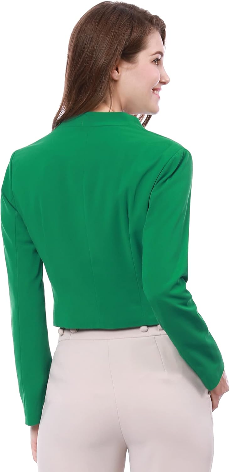 Allegra K Women's Work Office Blazer Collarless Business Casual Suit Jacket Cropped Blazer - Image 5