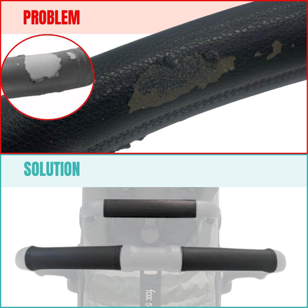 PROTEC TIF | Pack of Leatherette Protective Covers for Handlebar and Carrying Handle Compatible with Bugaboo FOX 5