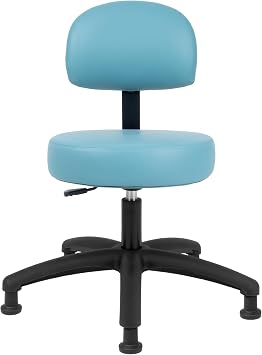 Round Vinyl Fabric Adjustable Chair for Exam Rooms, Labs, Doctor and Dentist Offices. Easy to Clean! 17"-22" Seat Height NO FOOTRING Glides, Aqua
