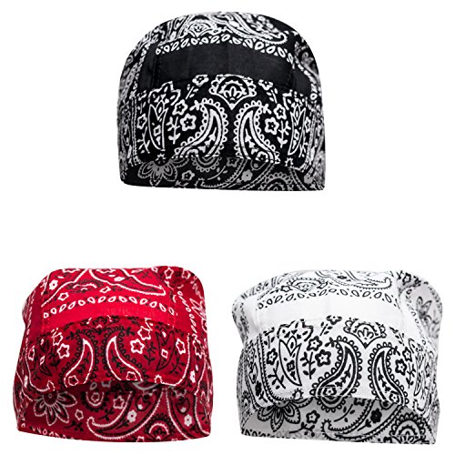Elephant Brand Doo Rag 100% Cotton - Skull Cap Beanie For Cycling - Head Wrap Pack Of 3 (Paisley) #TOP1