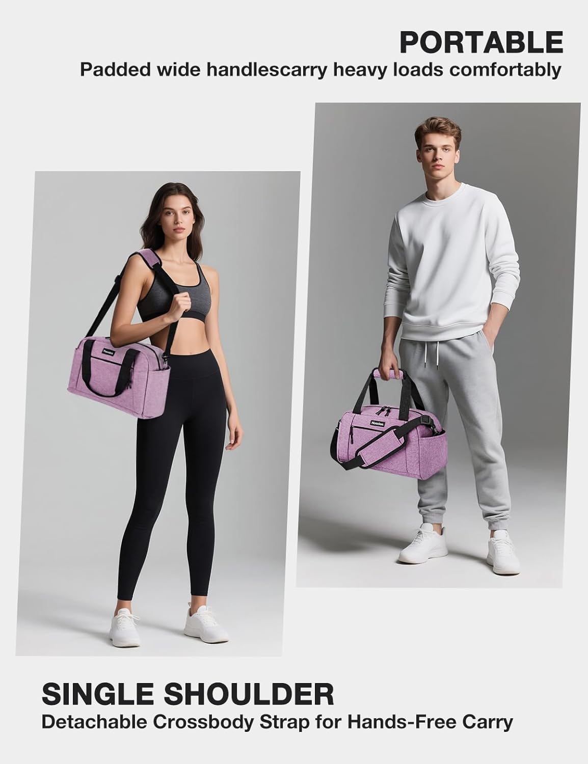 Noozion 14 inch Small Gym Bag for Women & Men, Lightweight Carry On Mini Duffle Bag with Multiple Pockets, Sports Bag for Travel and Workout. - Image 6