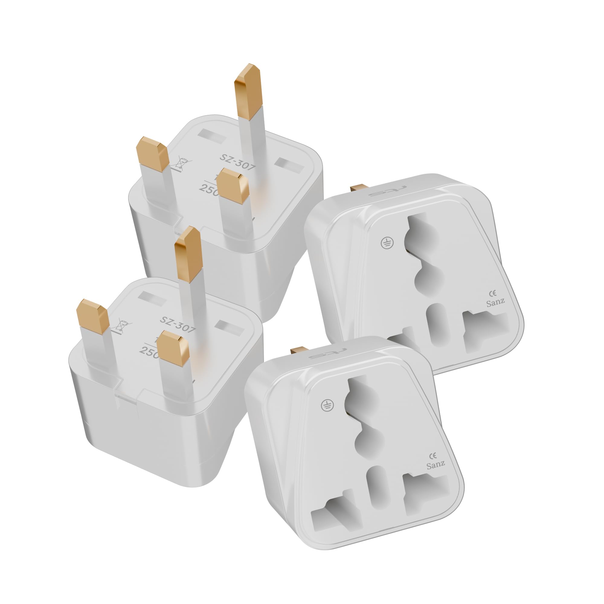 universal travel adapter, international power converter (type g - uk/hong kong/uae, 4 pack)