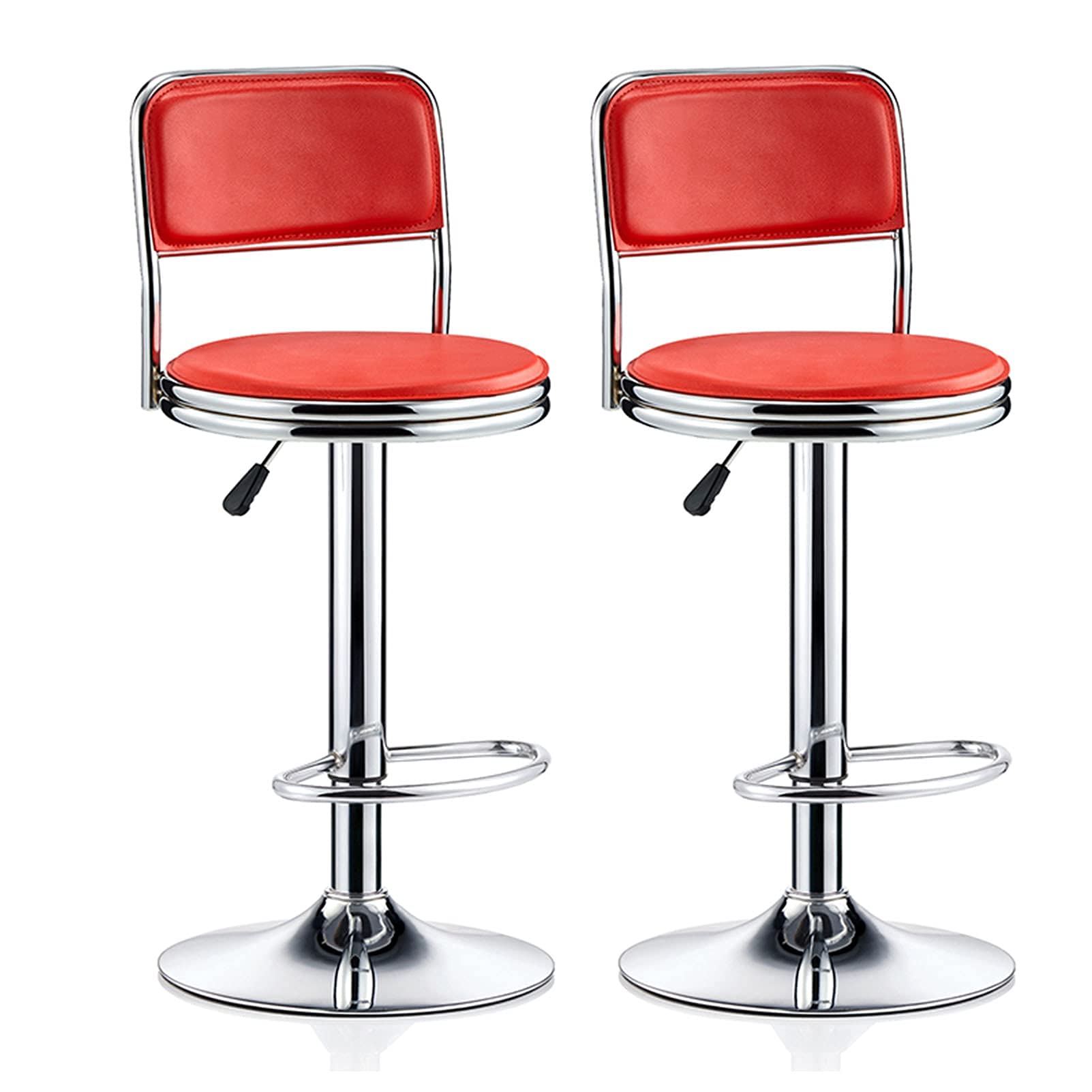Tabourets de bar réglables rouge pour cuisine avec îlot central convivial MU