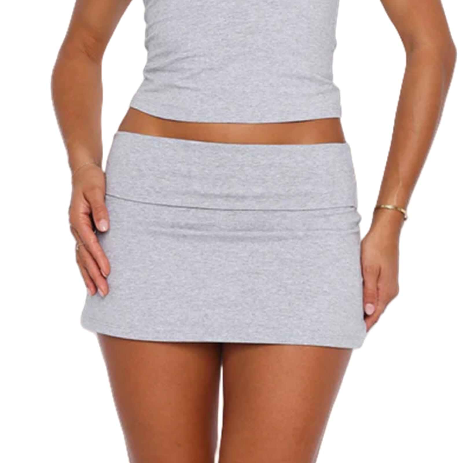 Aopwsrlyi Women Y2K Fold Over Mini Skirt Sexy Low Rise Bodycon Micro Mini Skirts