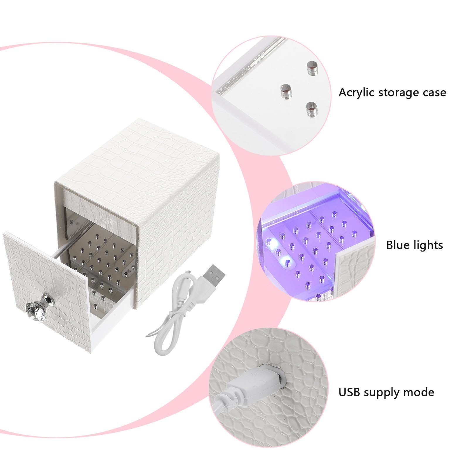 Caja de Limpieza USB para Brocas de Manicura Luz Azul