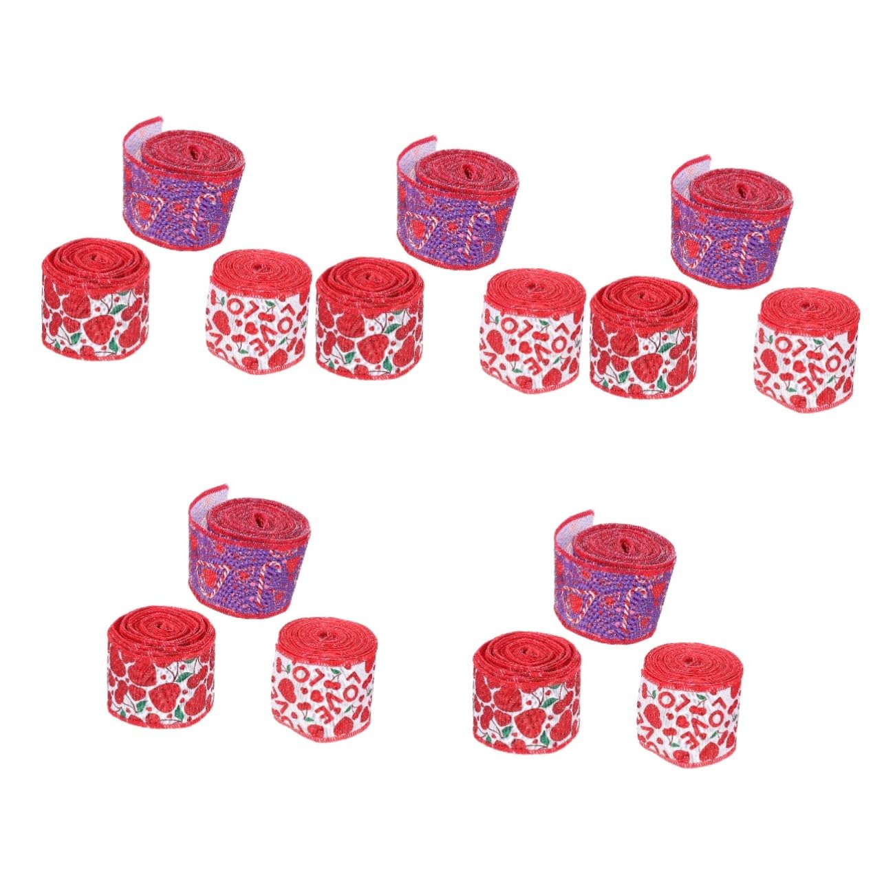 NUOBESTY 15rollen Herzmuster Geschenkband Polyester Valentinstags-ribbons Mit Drahtkante Für Hochzeiten Und Partys Yards Pro Festliche Dekorationen Für Kreative Bastelprojekte