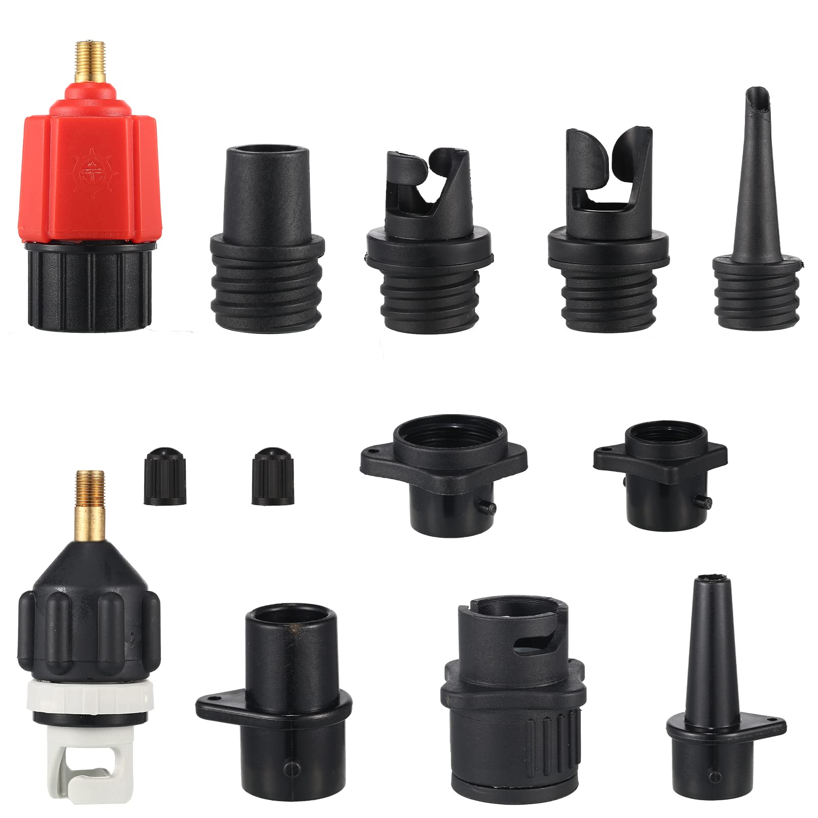 Treela Aufblasbarer Luftpumpenadapter Kompatibel mit SUP Aufblasbarer Auto Luftkompressor Ventiladapter mit 9 Ventildüse für Paddle Board Boot