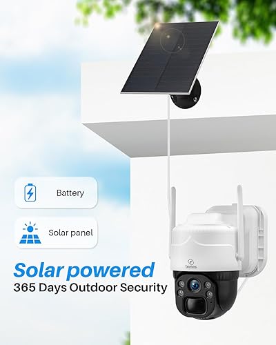 Miniatura 4 de Paquete de 2 cámaras de vigilancia alimentadas por energía solar con resolución 2K y visión nocturna a color, conversación de 2 vías, alertas de