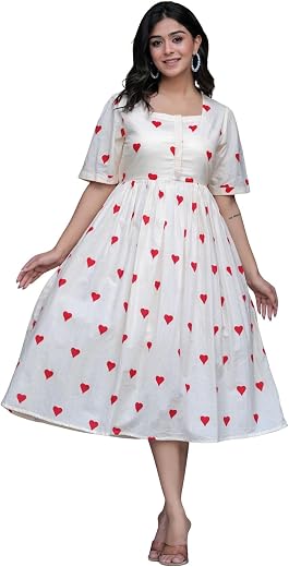 ZOHRAKURTI Women's Pure Cotton Maxi Midi Dress Western Dress for Women Elegant Floral Printed Long Dresses | Soft & Breath...