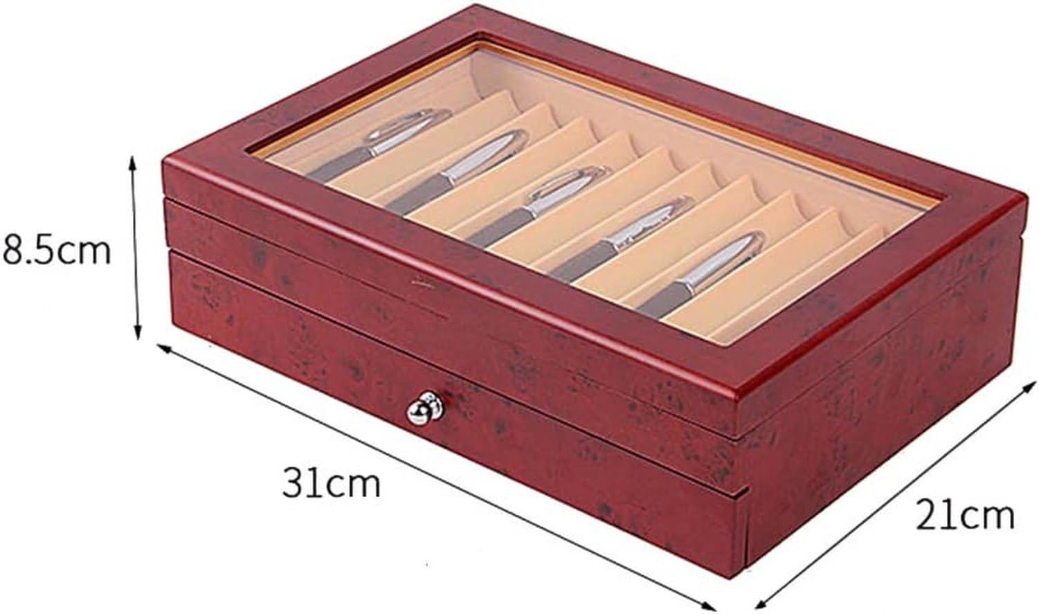1 Pieza Organizador Expositor de bolígrafos de 2 Niveles con Ventana Transparente para coleccionista de Plumas