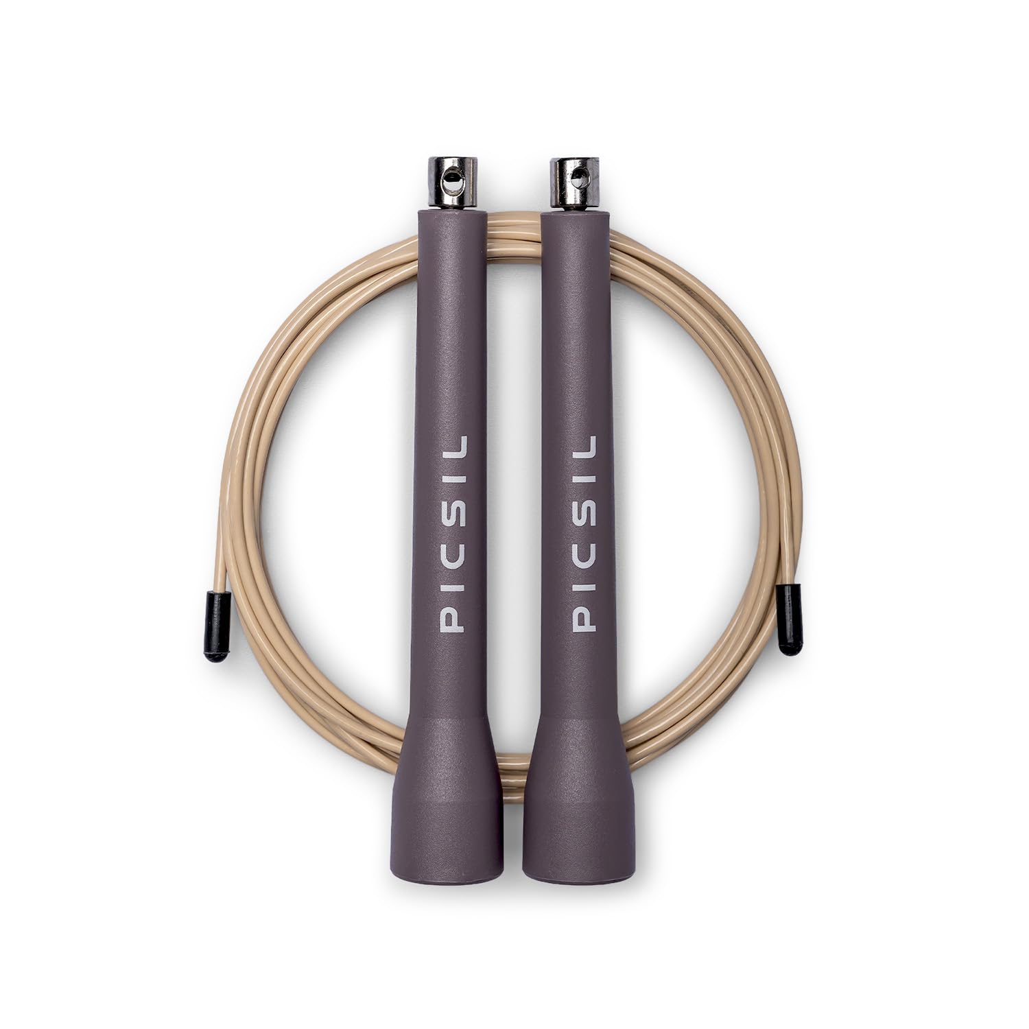 PICSIL - Professional Crosstraining Rope | Double Bearings for Increased Speed | Adjustable and Ergonomic | Ideal for Fitness, Boxing, MMA | Unisex Jump Rope | ABS Material (Taupe)