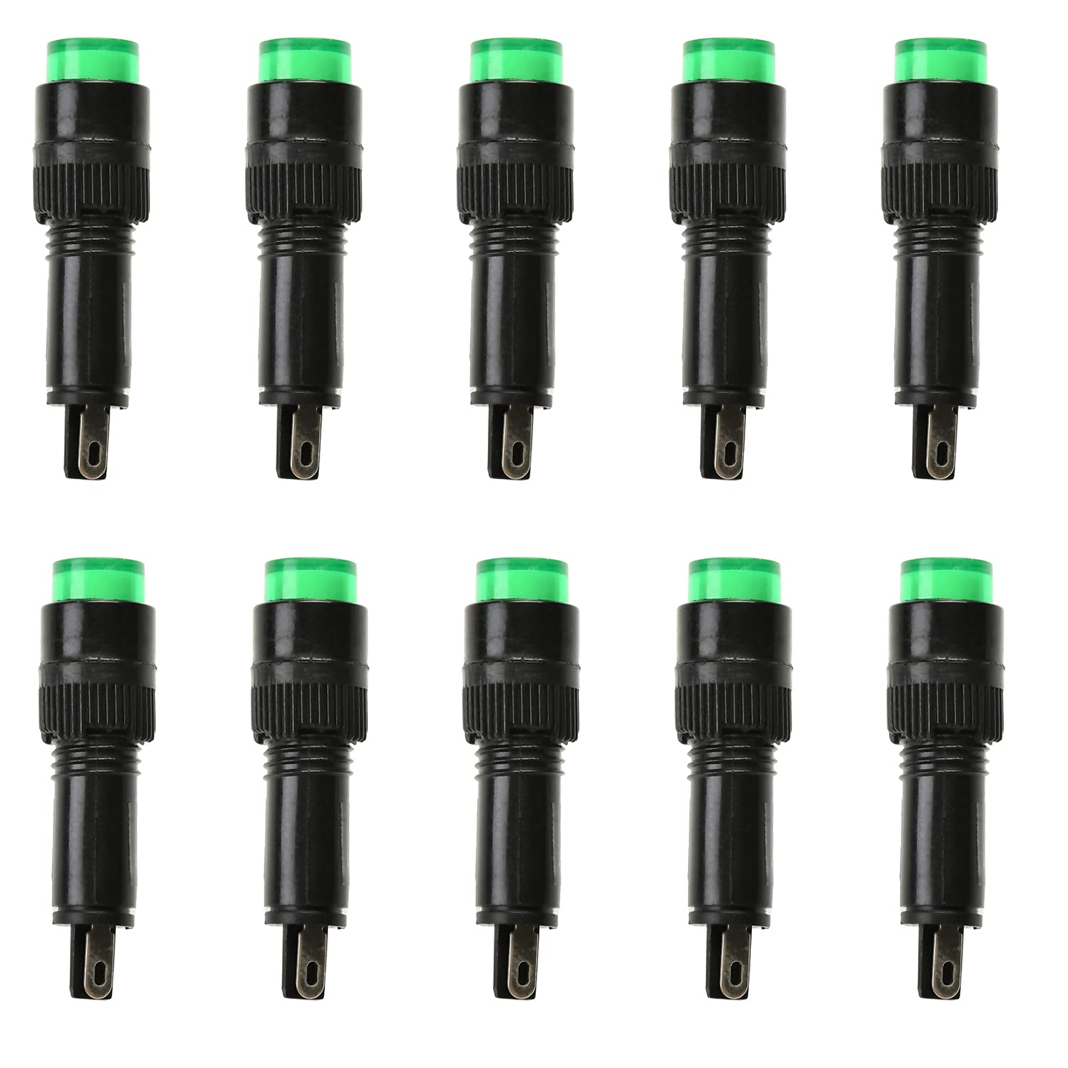 Othmro 12-Pack AC/DC 220V Neon Indicator Lights - Red Pilot Signal Lamps, 20,000 Hour Life, 8mm Mount