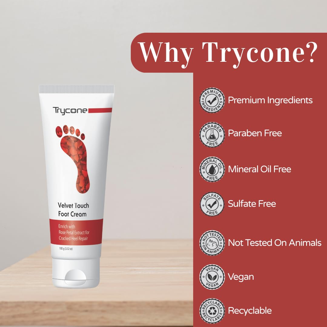 Trycone Foot cream for Cracked Heels with Rose Oil and Kokum Butter- Pack of 2 3