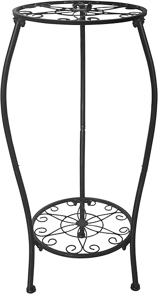 NOAMOO Metal Plant Stand 2 Tier Indoor Outdoor, Tall Flower Pot Shelf Rustproof Stable Corner Stand, 25.2 inch Multiple Plant Display Rack for Living Room Patio Balcony Garden