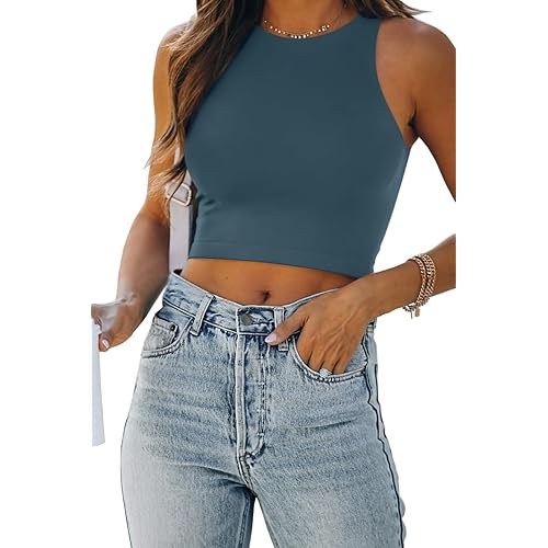 EFAN Womens Sexy Sleeveless Double Lined Crop Tops Workout Cute Tight Racerback Tank Tops Summer Clothes Teen Girls 2025