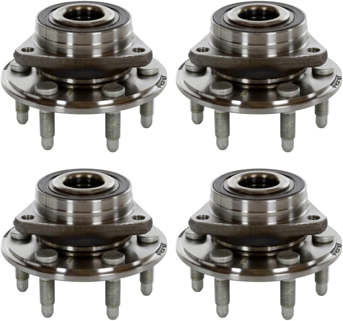 AutoShack Front & Rear Wheel Hub Bearing Assemblies with ABS Replacement for 2010-2016 Cadillac SRX 2011 Saab 9-4X 4-PC Set