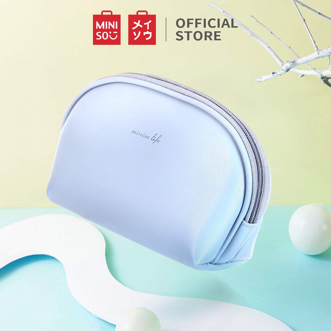 Miniso Semicircle Cosmetic Bag Portable Makeup Pouch For Women