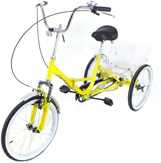 Triciclo plegable adulto 20 pulgadas color amarillo miniatura 1
