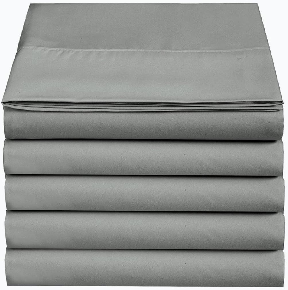 4U'LIFE Flat Sheets(5-Pack)-Ultra Soft & Comfortable Microfiber (5-Pack Twin, Gray)