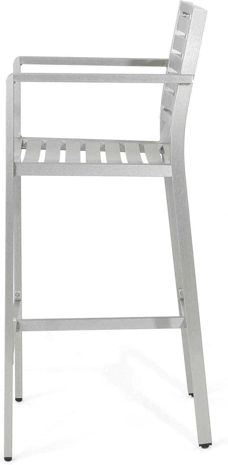 Christopher Knight Home Tammy Coral Outdoor Silver Rust-Proof Aluminum 29.50 Inch Barstools (Set of 4)