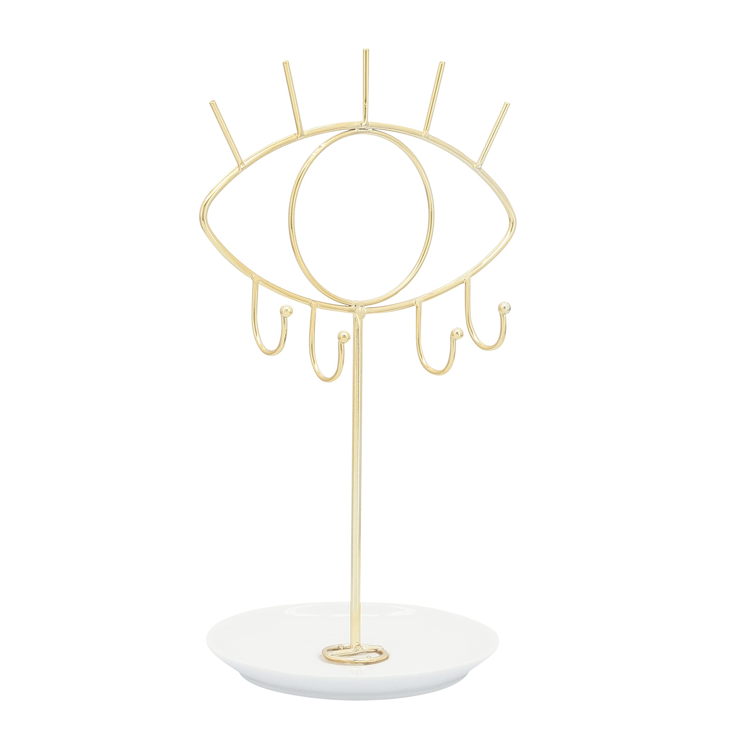 Sagebrook HomeSagebrook Home Novelty Ceramic Storage Eyes Jewelry Hanger Home Furnishings Decorative Home Decor Storage Accents, Interior Decoration Items and Accessories, 12" H, White Gold