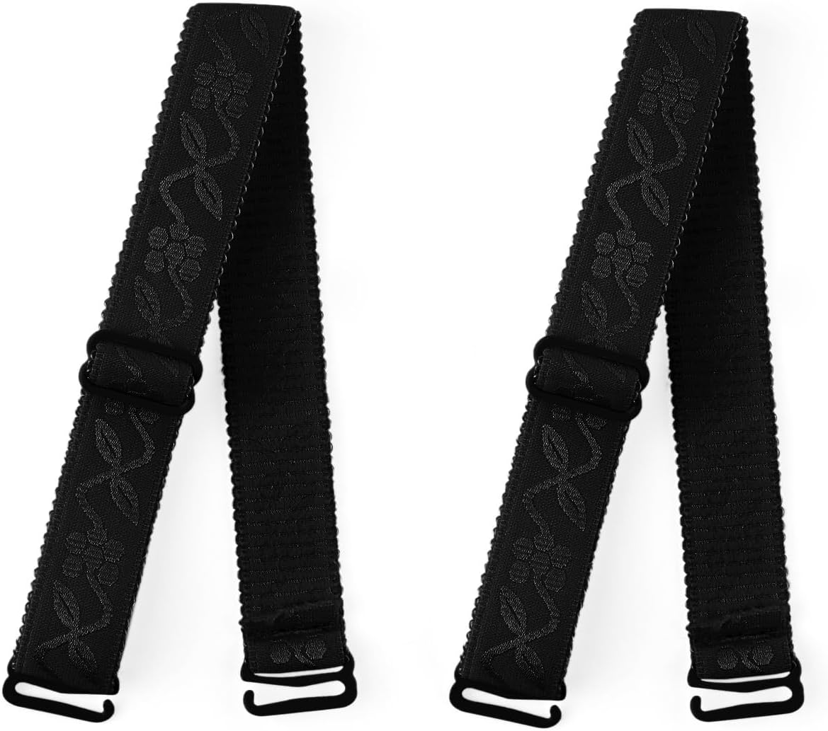 Woman Lady Black Adjustable Visible Elastic Shoulder Bra Straps 2 Pcs