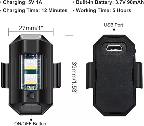 Miniatura 7 de 4 luces estroboscópicas LED 7 colores de carga USB luces intermitentes de dron estroboscópico luces de emergencia para automóvil dron motocicleta