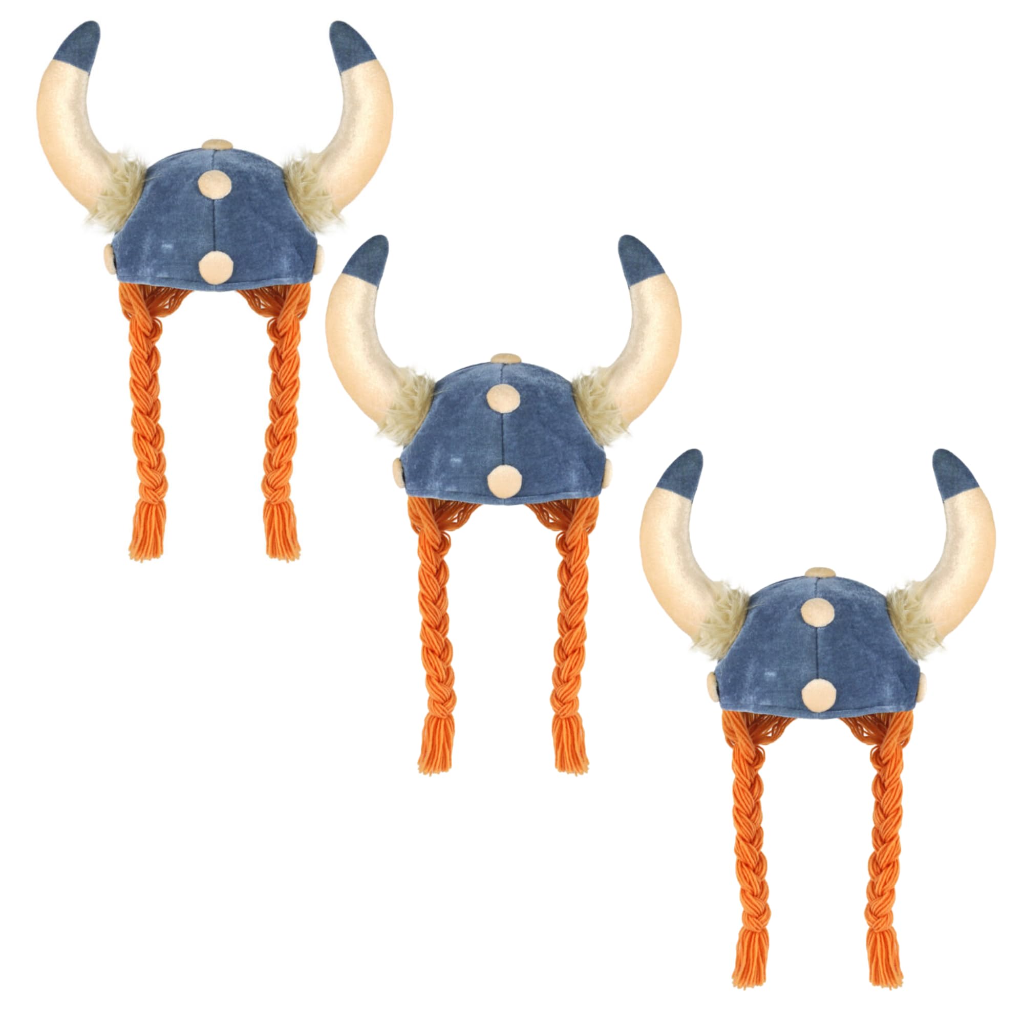 FNA FASHIONS Viking Helmet Hat with Braided Ginger Plaits and Horns – Unisex Adult Soft Fabric Fancy Dress Costume Accessory-Perfect for Halloween, Themed Parties, and Cosplay (3)