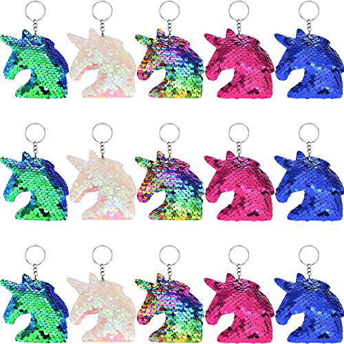 Porte-clés licorne coloré en lot de 15 pour petits cadeaux d'invités et pochettes surprises