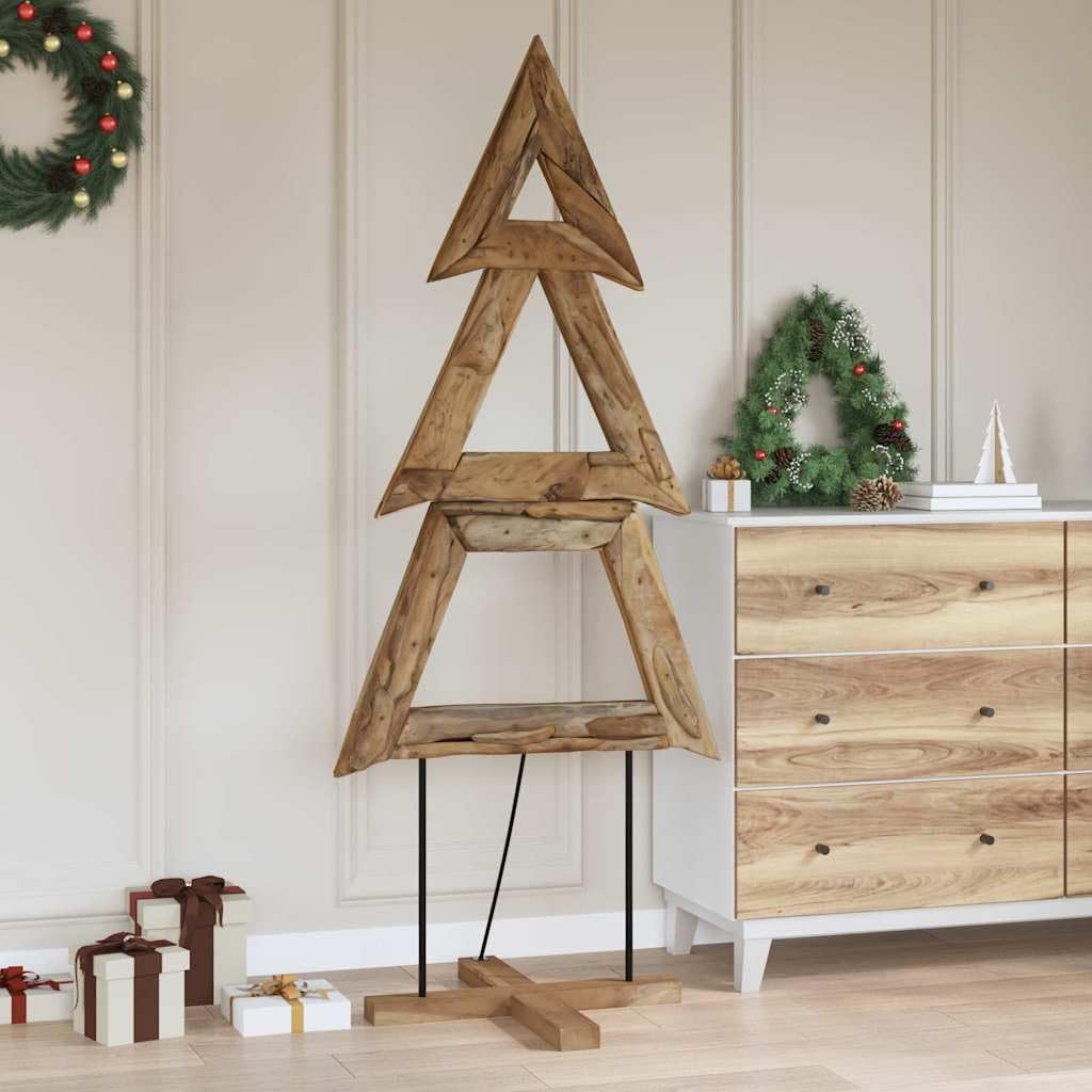 Albero di Natale marrone, 181 cm, in legno massello di teak