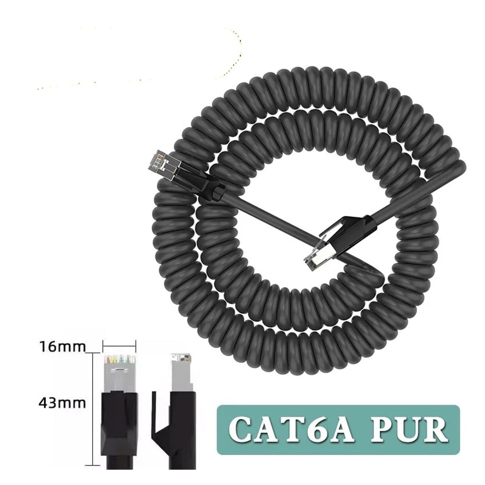 Gigabit RJ45 Netzwerkkabel 8-polig mit CA6TA abgeschirmter Ethernet-Kamera, 8-adrig, Stecker auf PUR-Kabel, Industriequalität, Schwarz, 5 m