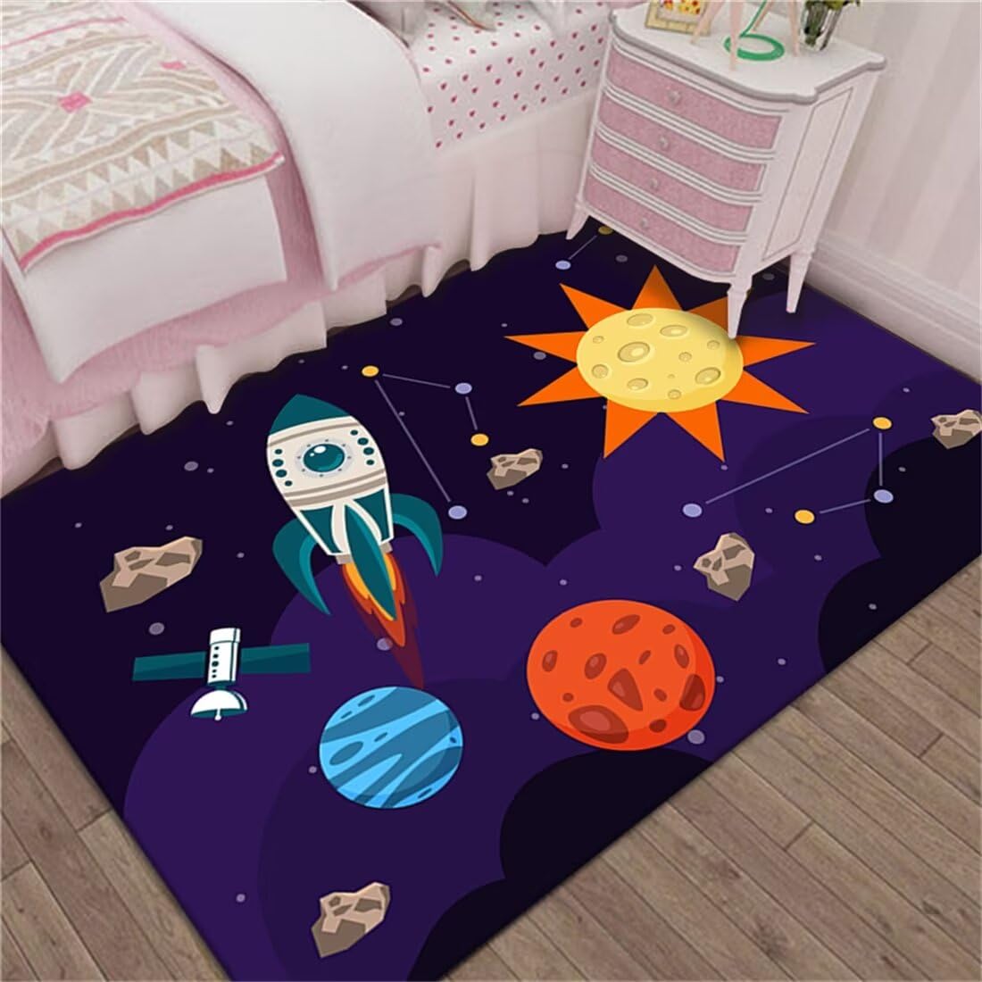 Tapis de jeu enfant pour salon moderne et chambre violette