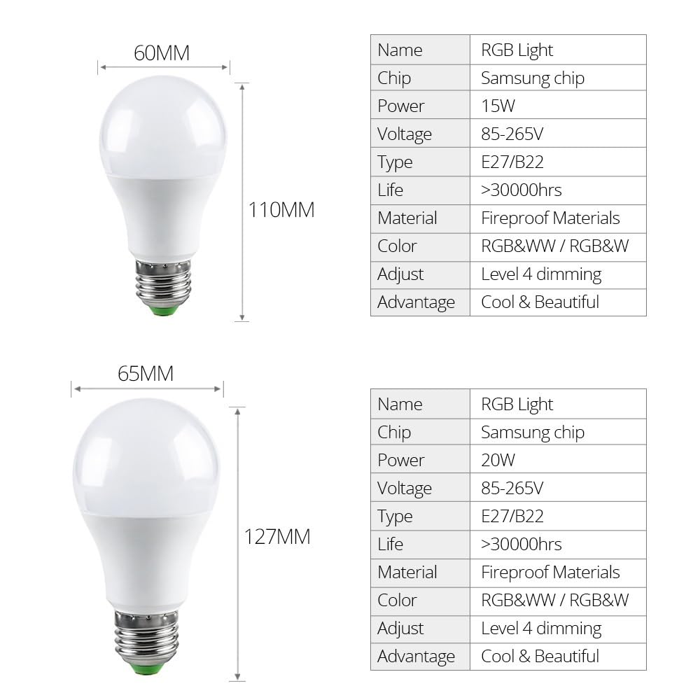 KJXP, Paquete de 10 bombillas LED RGBW GU10/E27 de 10 W, CA 85-265 V, focos decorativos RGB for el hogar y el jardín(GU10 RGB+Warm White)