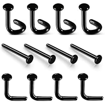 12Pcs Flat Top Glass Retainers Set with O-Rings,Nose Stud 16G 18G