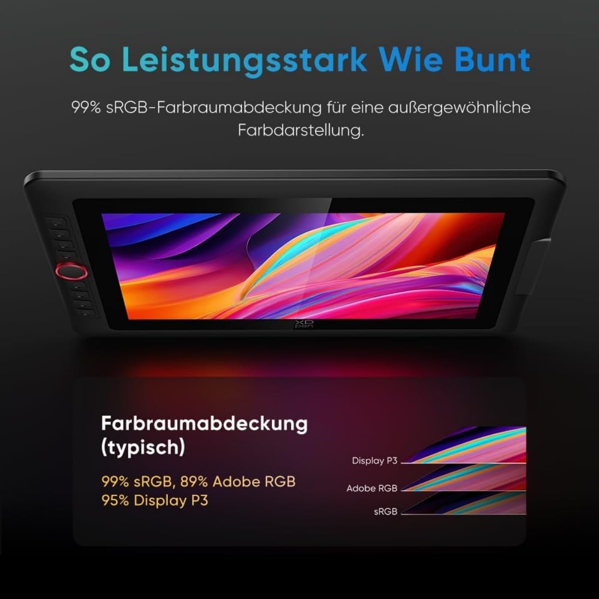 XPPen Artist 13.3 Pro V2 Grafikdisplay für PC, 13.3 Zoll Grafiktablett mit 16K Stift, 99% sRGB, kompatibel mit Windows, macOS, Android, ChromeOS, Linux