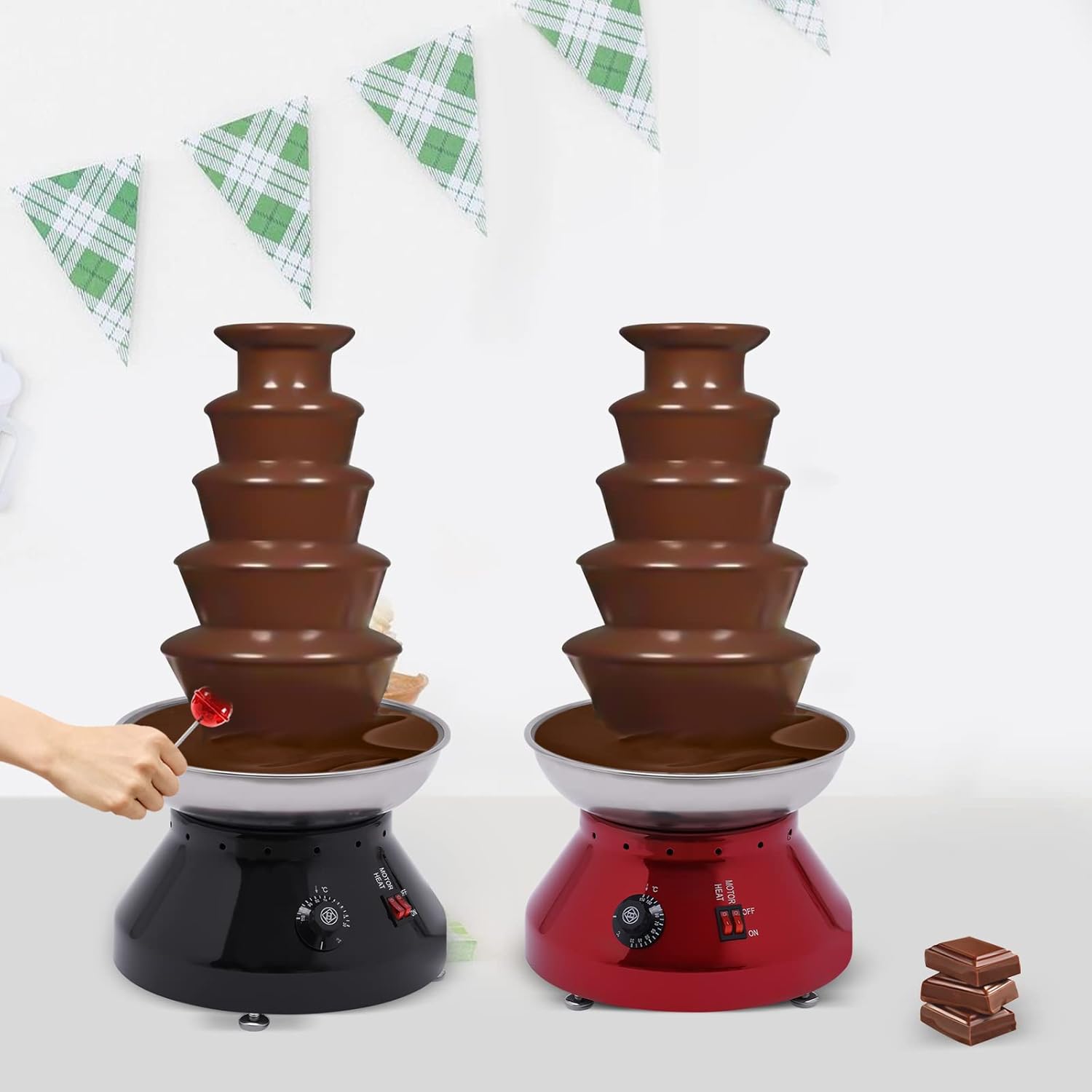 Commercial Chocolate Fountain Machine 5-Tier, 7 Lb Large Capacity Stainless Steel Melting Heater, 3000ml 230w 110v, for Hot Chocolate, Nacho Cheese, Liqueurs Electric, Christmas, Wedding, Party(Black)