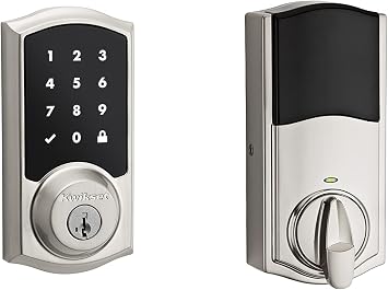 Kwikset 916 Keyless Entry Touchscreen SmartCode Electronic Deadbolt Smart Lock Featuring SmartKey Security and ZigBee 3.0 Technology in Traditional Satin Nickel, Zigbee Hub Sold Separately