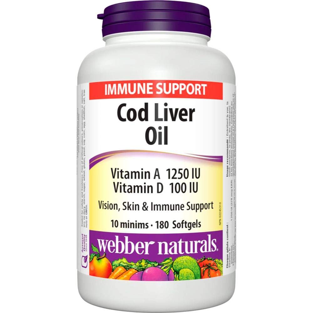 Webber Naturals COD Liver Oil Vitamin A & D Softgels 180's