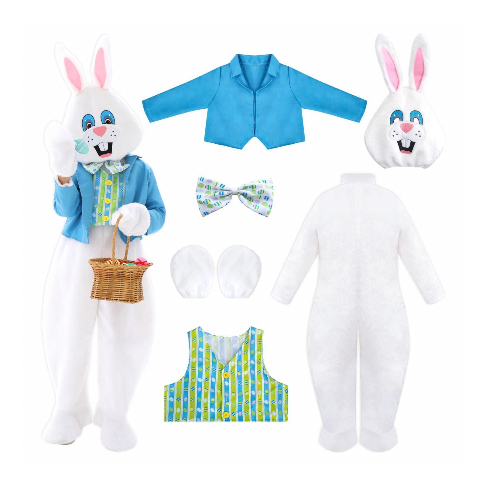 F Fityle Costume de Lapin de Pâques Déguisement Enfant Lapin Ensemble Complet Polyester Accessoire Tenue Théâtre Adapté pour Rôle Scène Jardin d'enfants, L