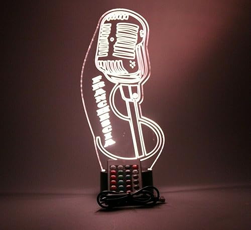 Miniatura 9 de MC DJ Micrófono Music Sing Singer Night Light Up Lámpara LED Gratis Grabado Personalizado Nombre Personalizado Lámpara de Escritorio con Remoto, 16