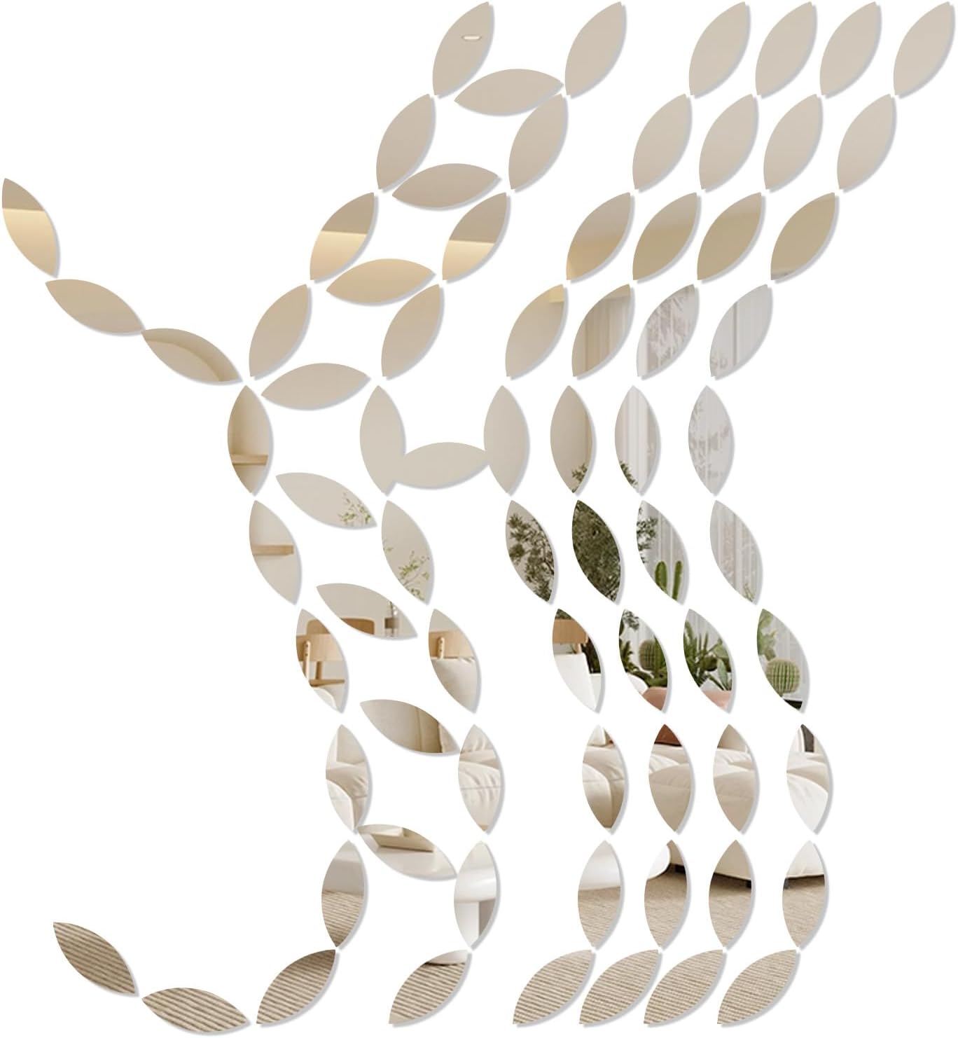 Leaf Shape Small Mirrors for Crafts, 200pcs 0.5x1 Inch Craft Mirrors Mirror Tiles Self Adhesive Fancy Acrylic Mini Mirror Pieces for Crafts Disco Ball Mirror-Tiles for Craft Art Door Wall - Image 5