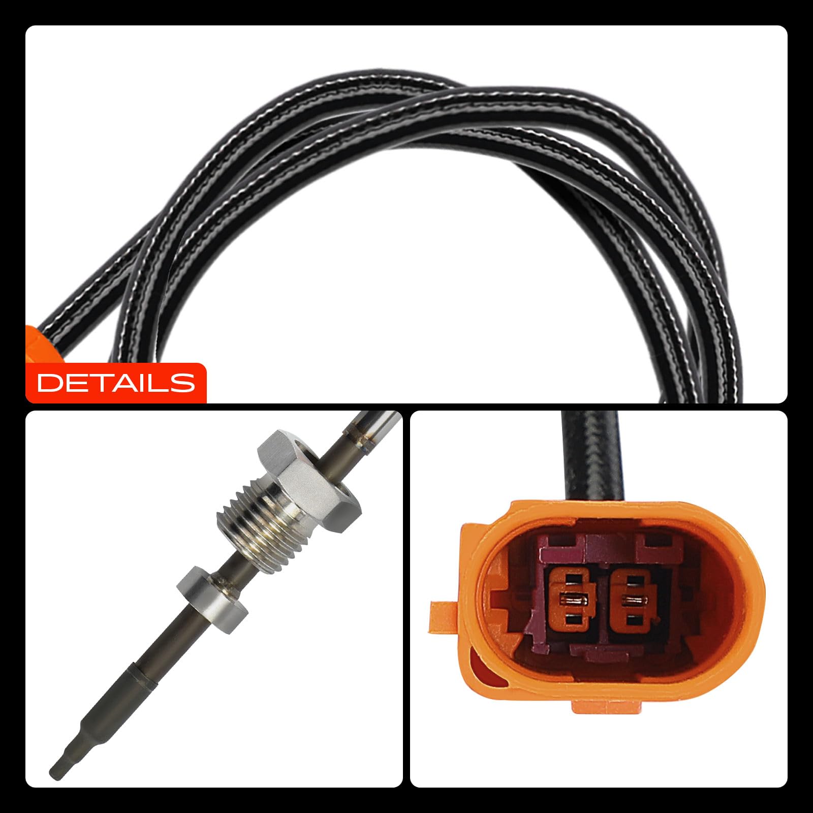 Frankberg Sensor de temperatura de gases de escape después del filtro de partículas de hollín 2 Polos Compatible con Q7 4LB 3.0L 2006-2015 T.o.u.a.r.e.g 7L6 7L7 7LA 3.0L 2004-2010 Replace# 059906088CC