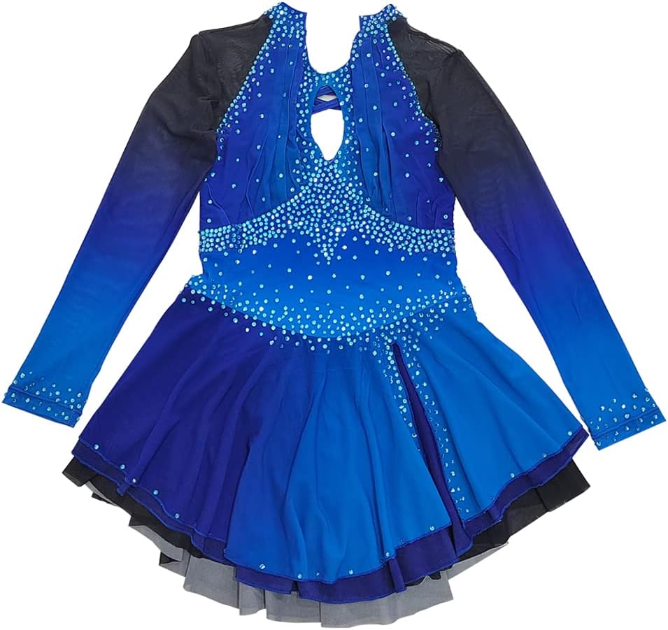 LIUHUO Ice Figure Skating Dress Gradient Stage Girls Competition Handmade Professional