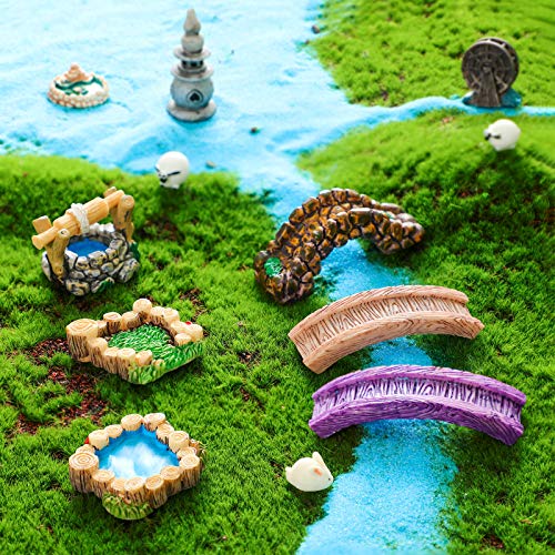 12 Pcs Fairy Garden Accessories Miniature Garden Bridge Figurines Mini Lighthouse Water Well Bridge Figurines Miniature Pond Lawn Garden Ornament Figurines For Diy Craft Garden Decor(Classic Style) #TOP2